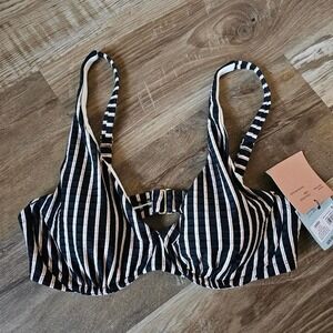 Shade and Shore striped bikini top Size 34DD #swimwear #summer